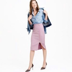 Wool Pink Pencil Skirt with Gold Zipper